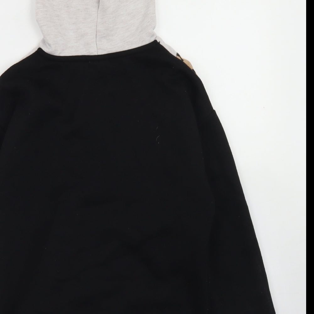 Matalan Girls Black Colourblock Polyester Pullover Hoodie Size 11 Years