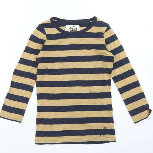 NEXT Girls Blue Striped Cotton Basic T-Shirt Size 5 Years Crew Neck