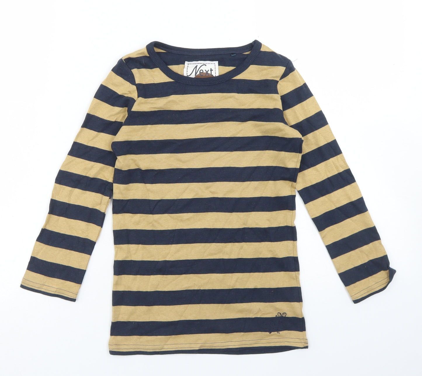 NEXT Girls Blue Striped Cotton Basic T-Shirt Size 5 Years Crew Neck