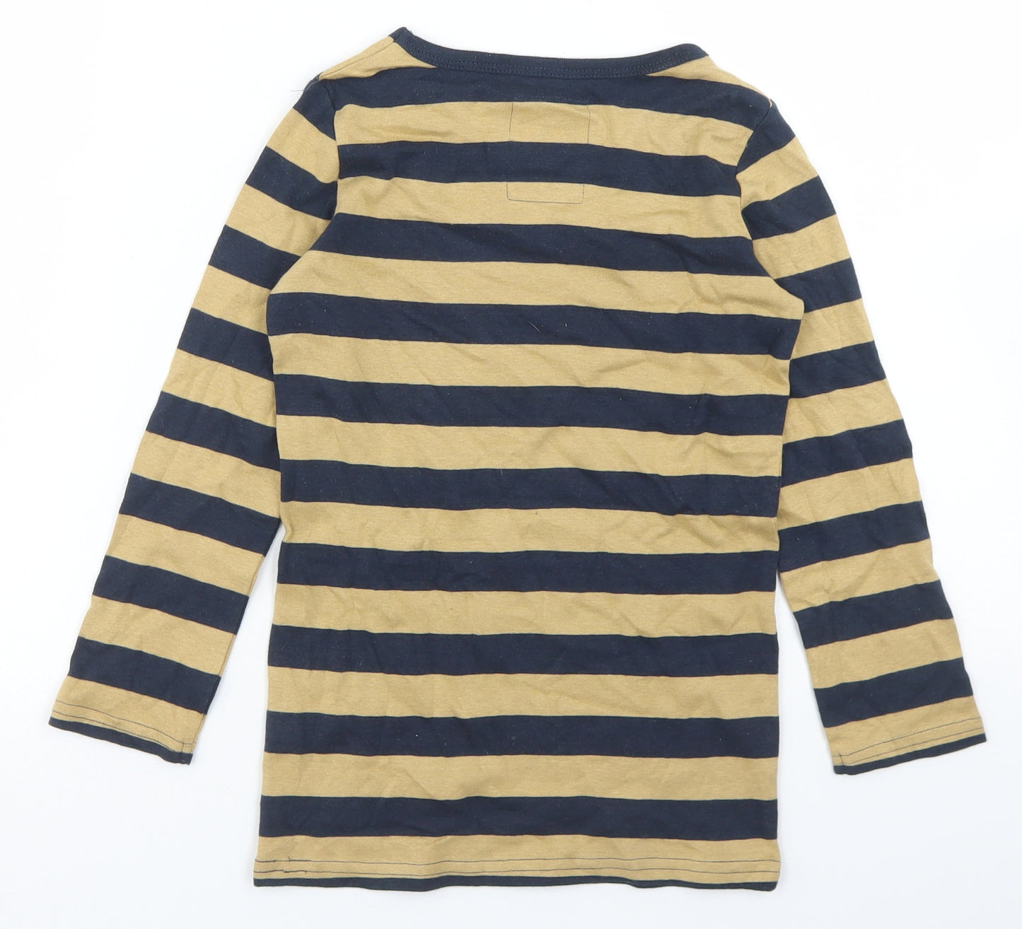 NEXT Girls Blue Striped Cotton Basic T-Shirt Size 5 Years Crew Neck
