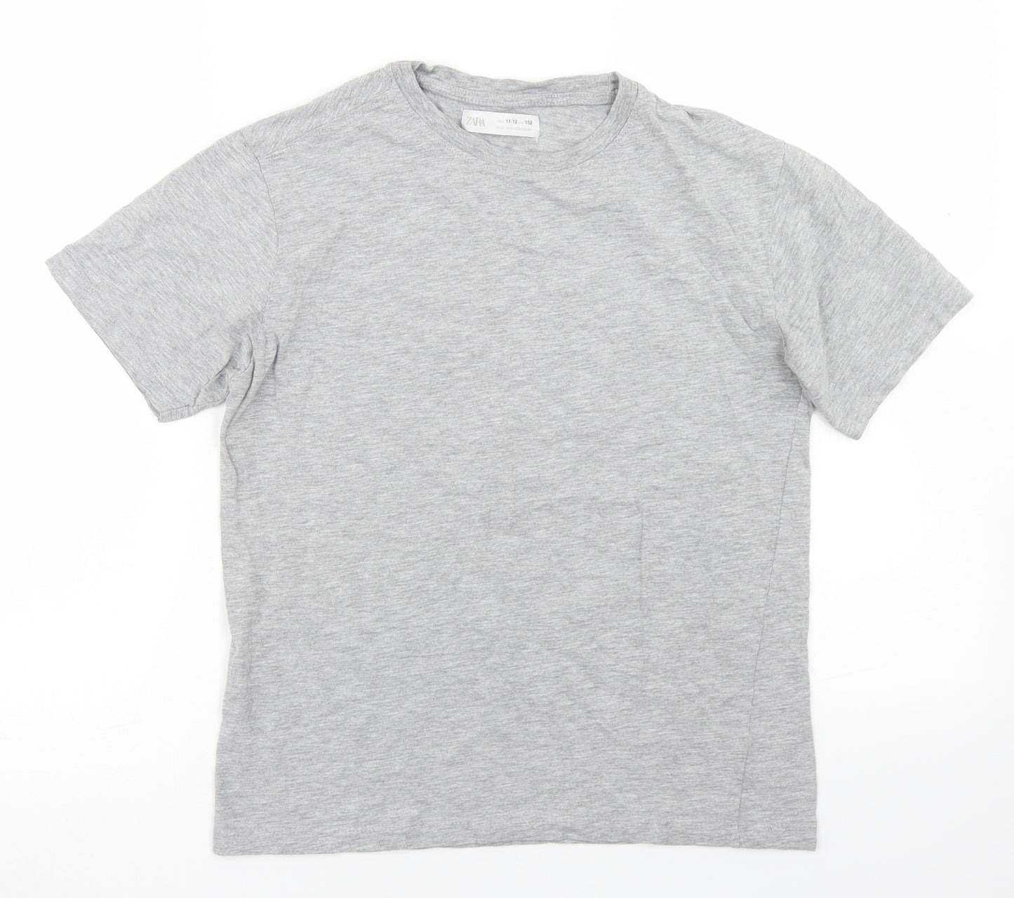 Zara Girls Grey  Polyester Basic T-Shirt Size 11-12 Years Crew Neck