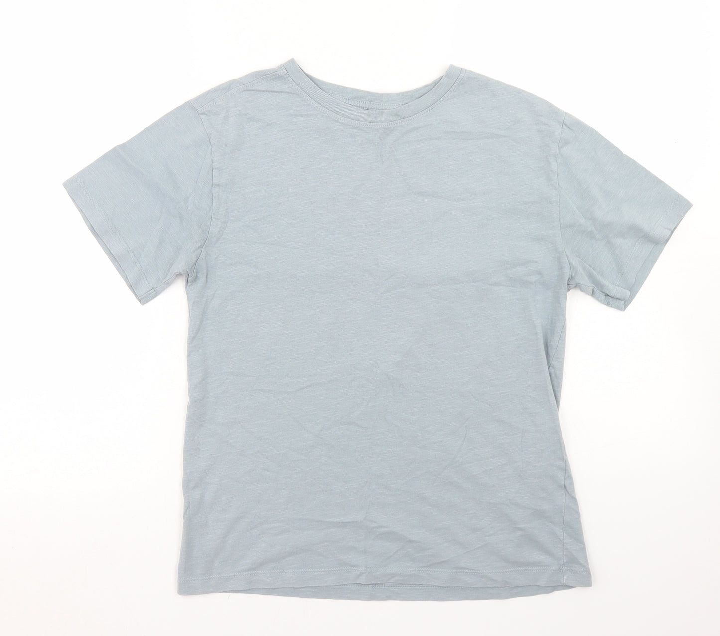 Zara Boys Blue  Cotton Basic T-Shirt Size 11-12 Years Crew Neck