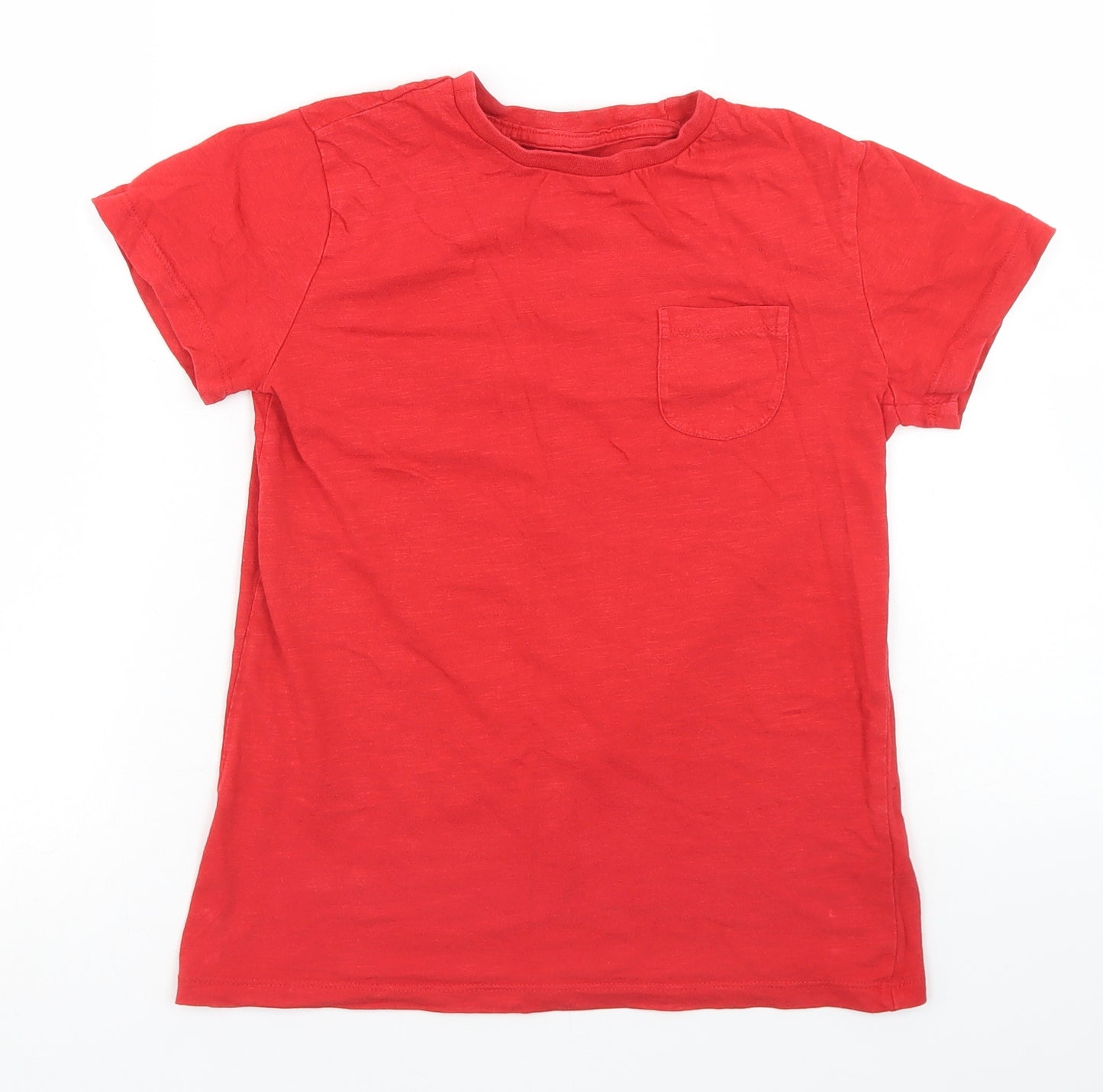 Dunnes Stores Boys Red  Cotton Basic T-Shirt Size 10 Years Crew Neck  - Chest pocket