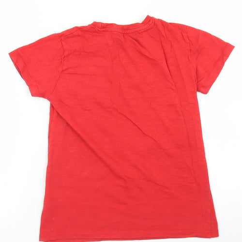 Dunnes Stores Boys Red  Cotton Basic T-Shirt Size 10 Years Crew Neck  - Chest pocket