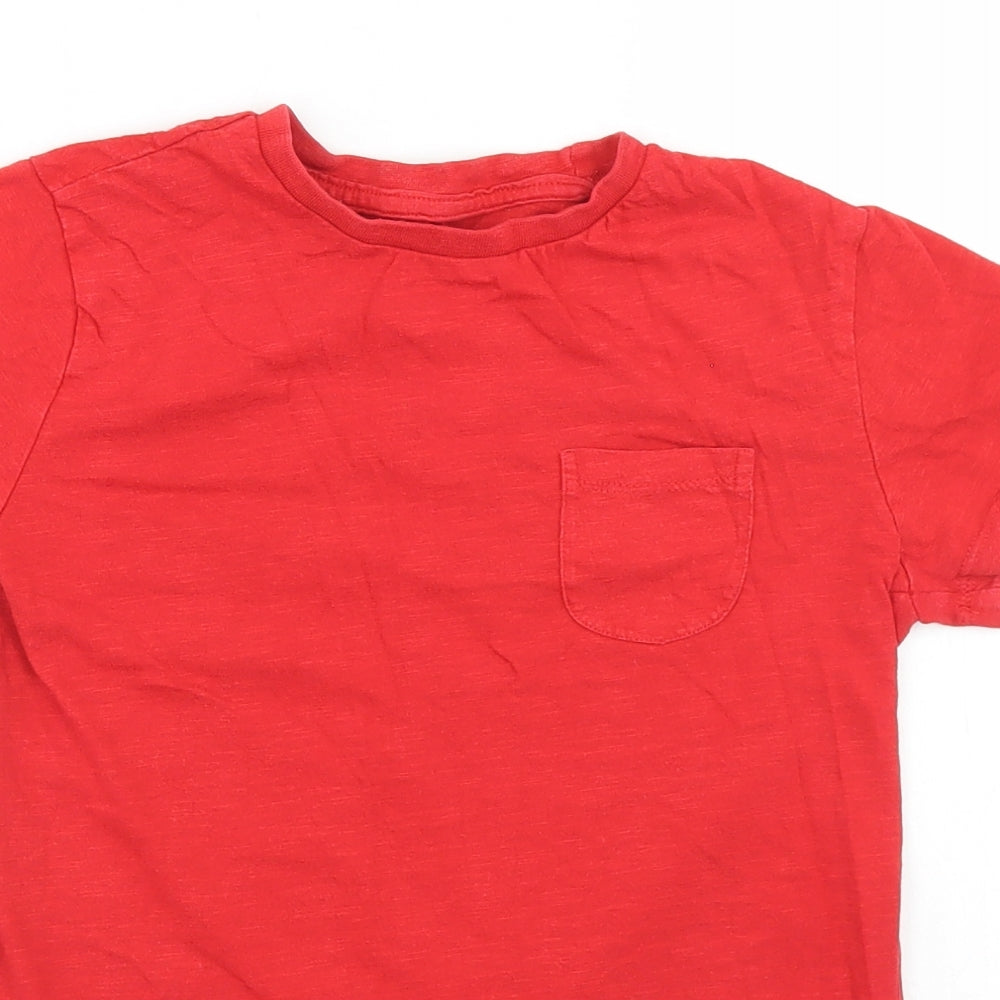 Dunnes Stores Boys Red  Cotton Basic T-Shirt Size 10 Years Crew Neck  - Chest pocket