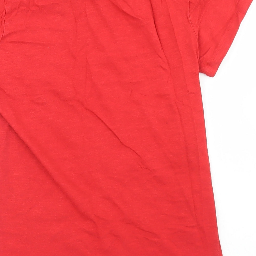 Dunnes Stores Boys Red  Cotton Basic T-Shirt Size 10 Years Crew Neck  - Chest pocket