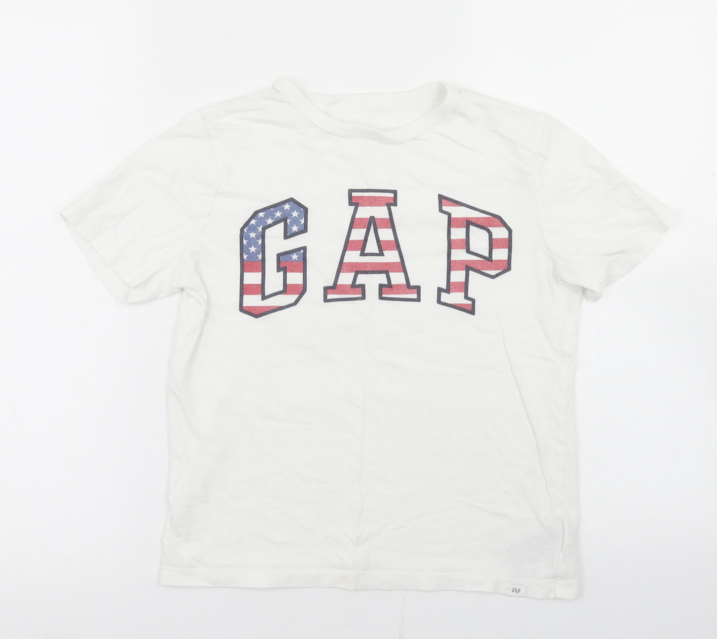 Gap Boys White  Cotton Basic T-Shirt Size 8-9 Years Crew Neck
