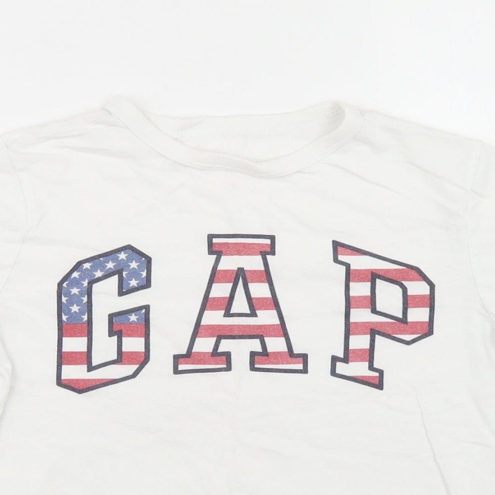 Gap Boys White  Cotton Basic T-Shirt Size 8-9 Years Crew Neck