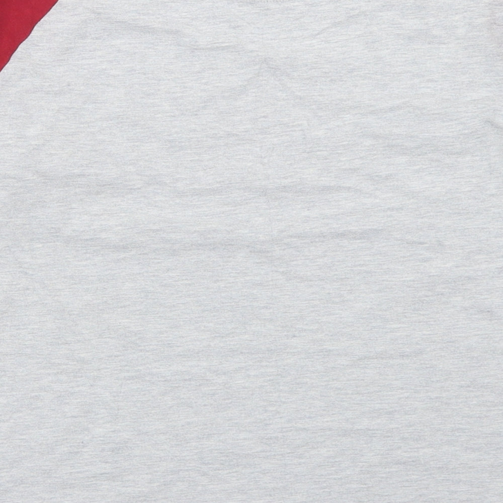 Marks and Spencer Boys Grey Colourblock Cotton Ringer T-Shirt Size 12-13 Years Crew Neck  - Quidditch