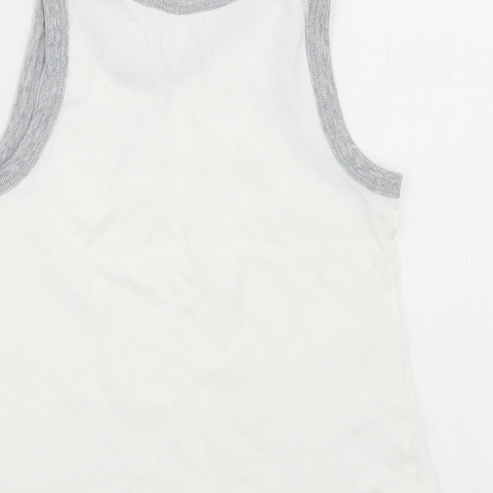 TU Boys White  Cotton Basic Tank Size 3-4 Years Crew Neck  - Dinosaurs