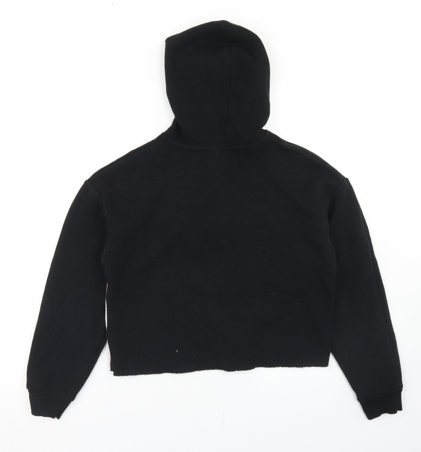 Matalan Girls Black Colourblock Cotton Pullover Hoodie Size 12 Years  Zip - Cropped