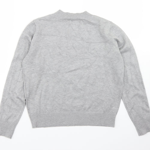 LU NYC Womens Grey Mock Neck  Viscose Pullover Jumper Size M
