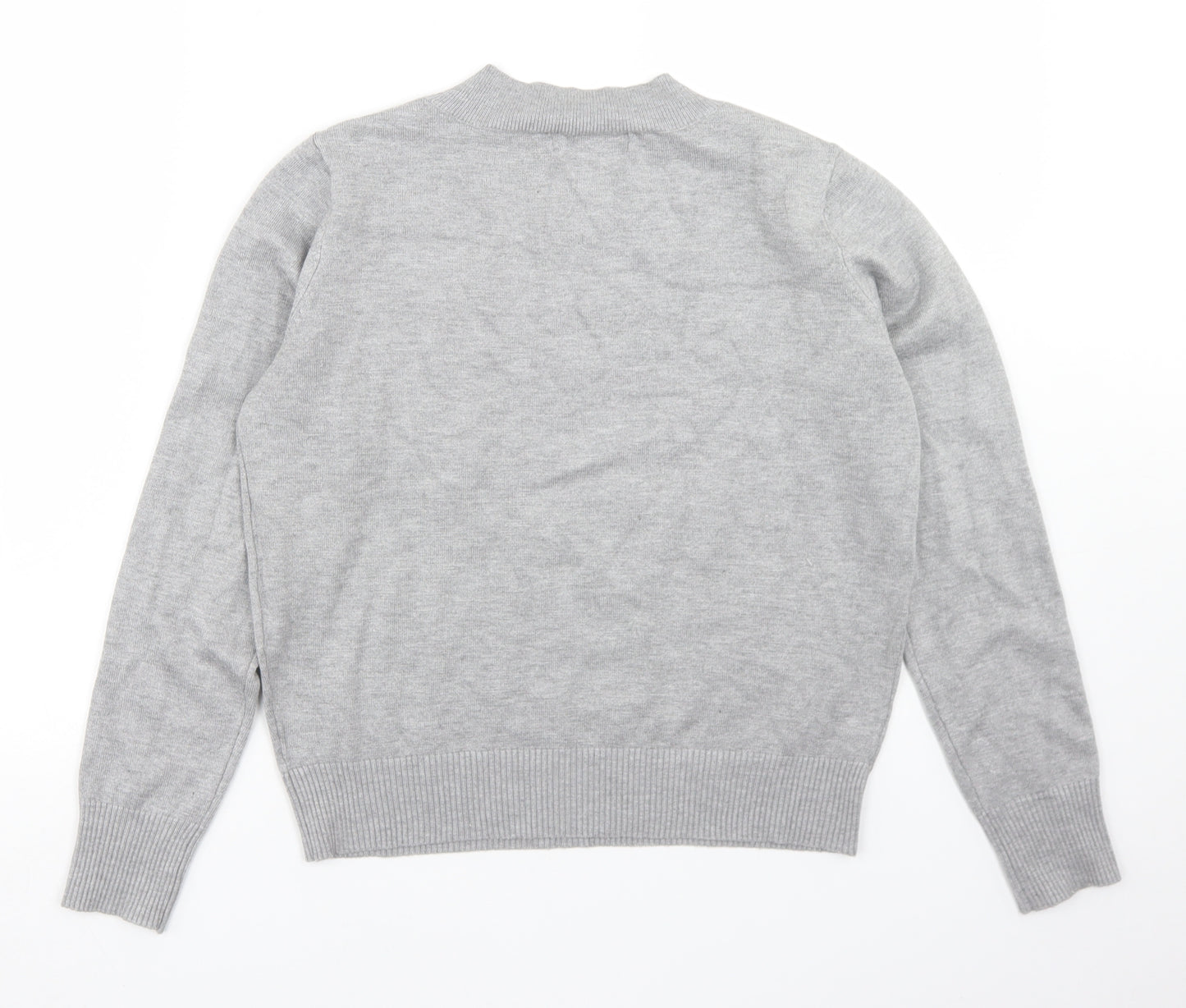 LU NYC Womens Grey Mock Neck  Viscose Pullover Jumper Size M