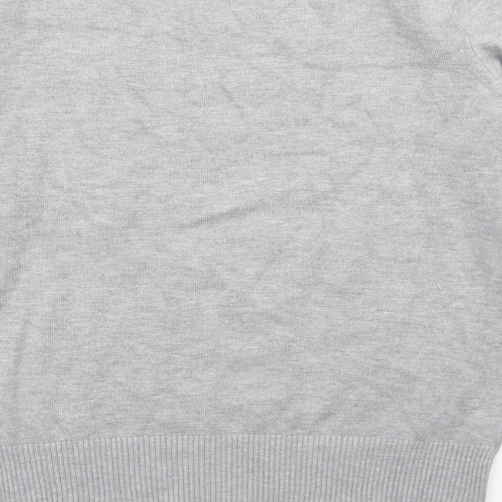 LU NYC Womens Grey Mock Neck  Viscose Pullover Jumper Size M