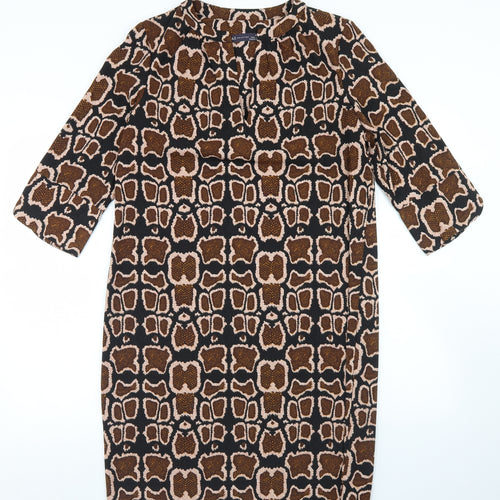 Marks and Spencer Womens Multicoloured Geometric Polyester Pencil Dress  Size 12  Round Neck