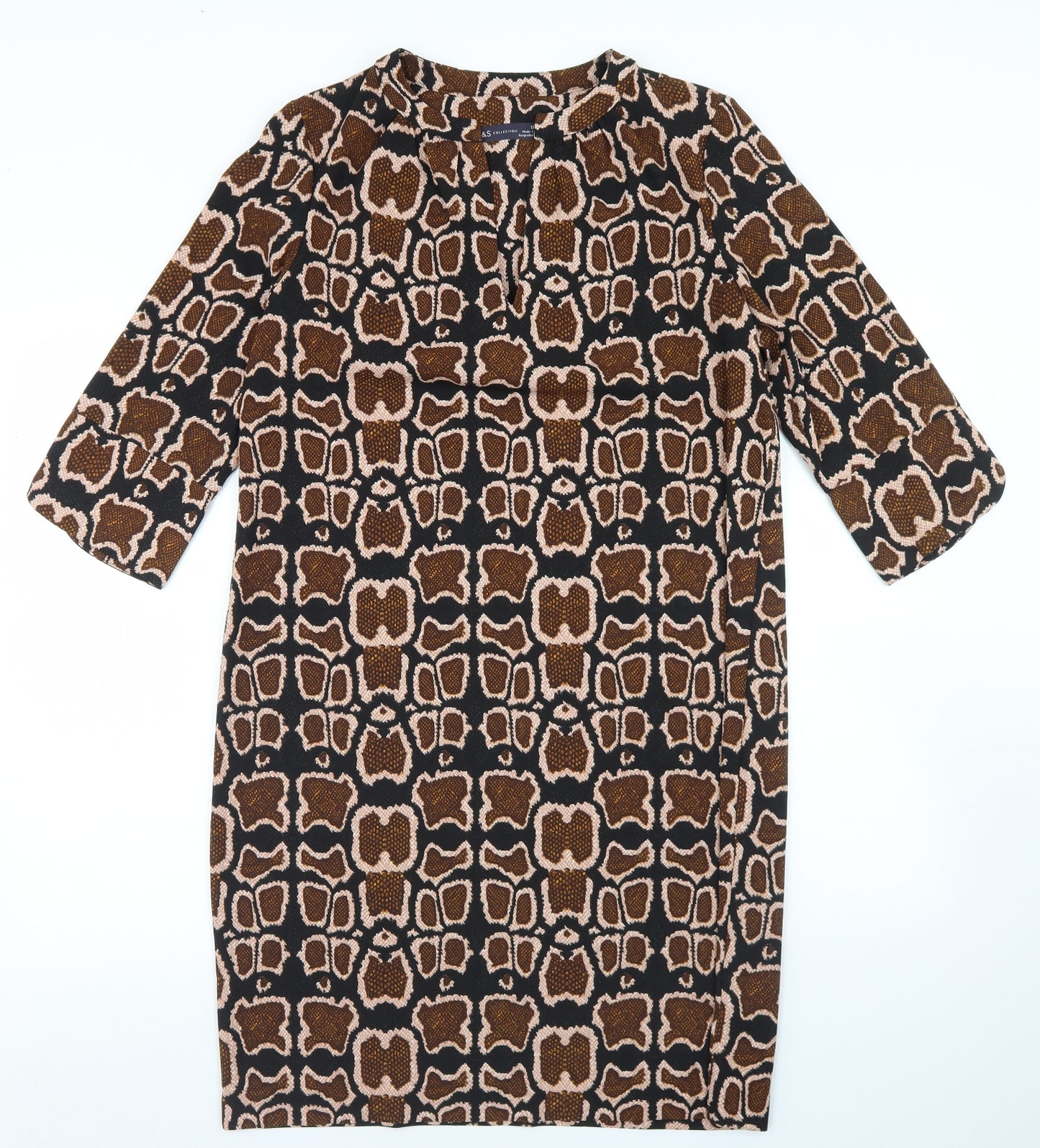 Marks and Spencer Womens Multicoloured Geometric Polyester Pencil Dress  Size 12  Round Neck