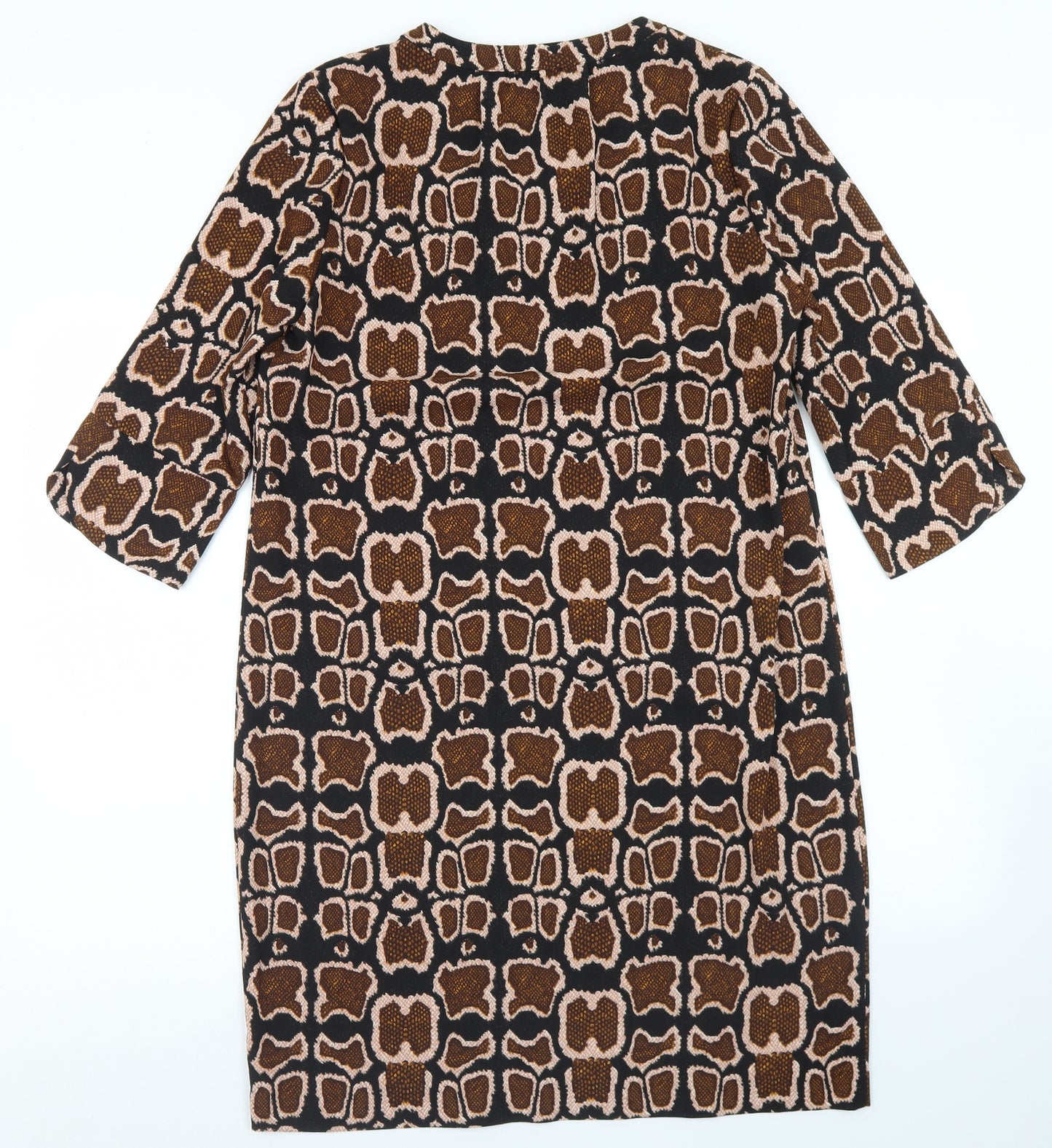 Marks and Spencer Womens Multicoloured Geometric Polyester Pencil Dress  Size 12  Round Neck