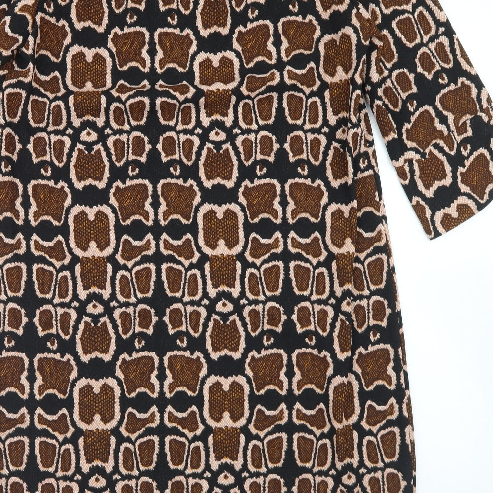Marks and Spencer Womens Multicoloured Geometric Polyester Pencil Dress  Size 12  Round Neck