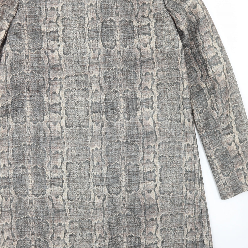 Principles Womens Beige Animal Print  Overcoat Coat Size 12  Button