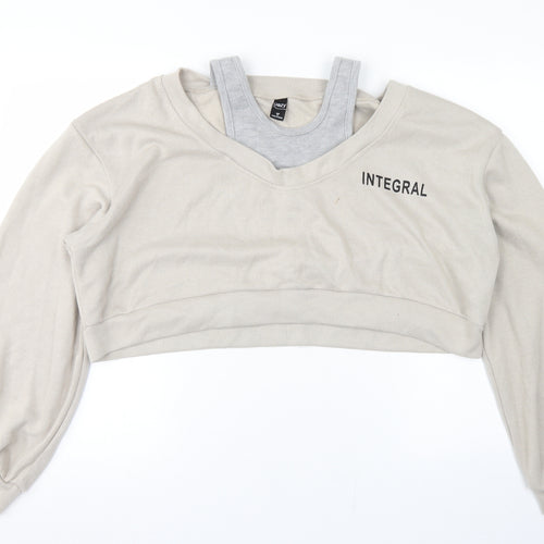Dazy Womens Beige  Polyester Pullover Sweatshirt Size XL   - Cropped