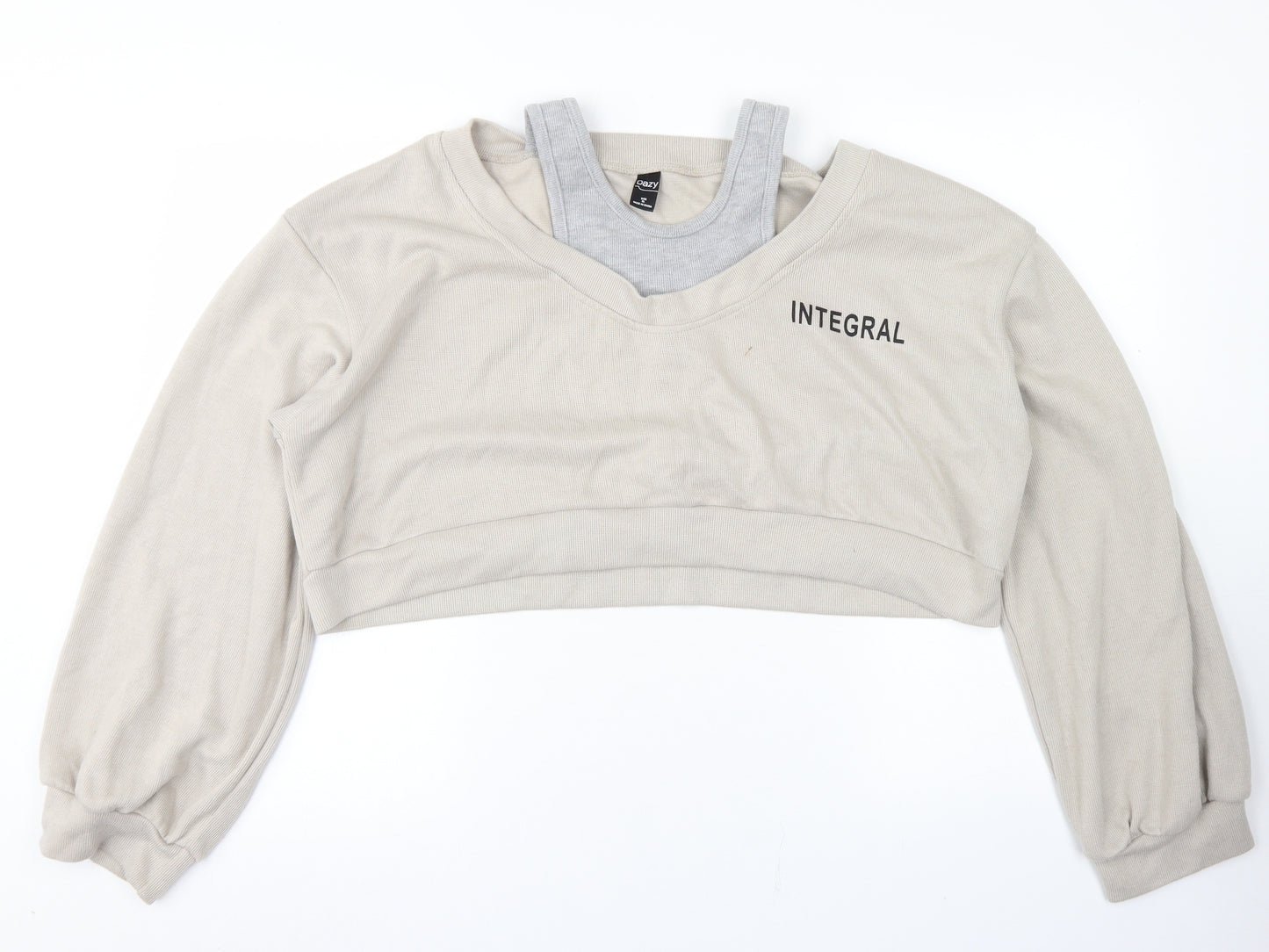 Dazy Womens Beige  Polyester Pullover Sweatshirt Size XL   - Cropped