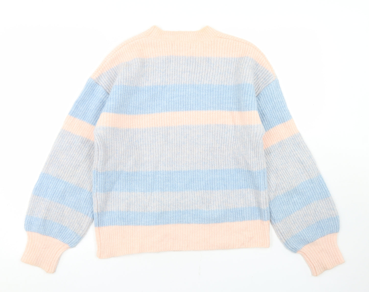 George Womens Multicoloured Crew Neck Striped Acrylic Pullover Jumper Size M