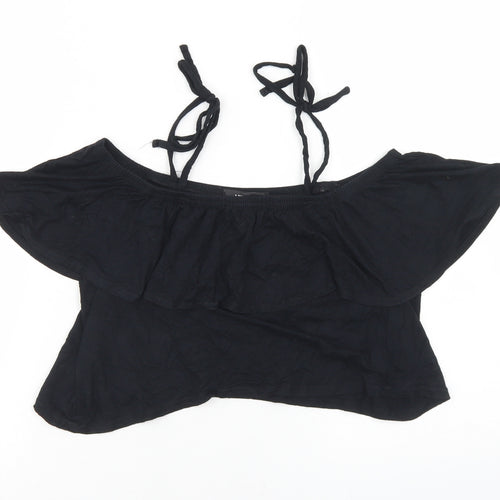 Missguided Womens Black  Viscose Cropped Tank Size 10 Off the Shoulder - Off the Shoulder