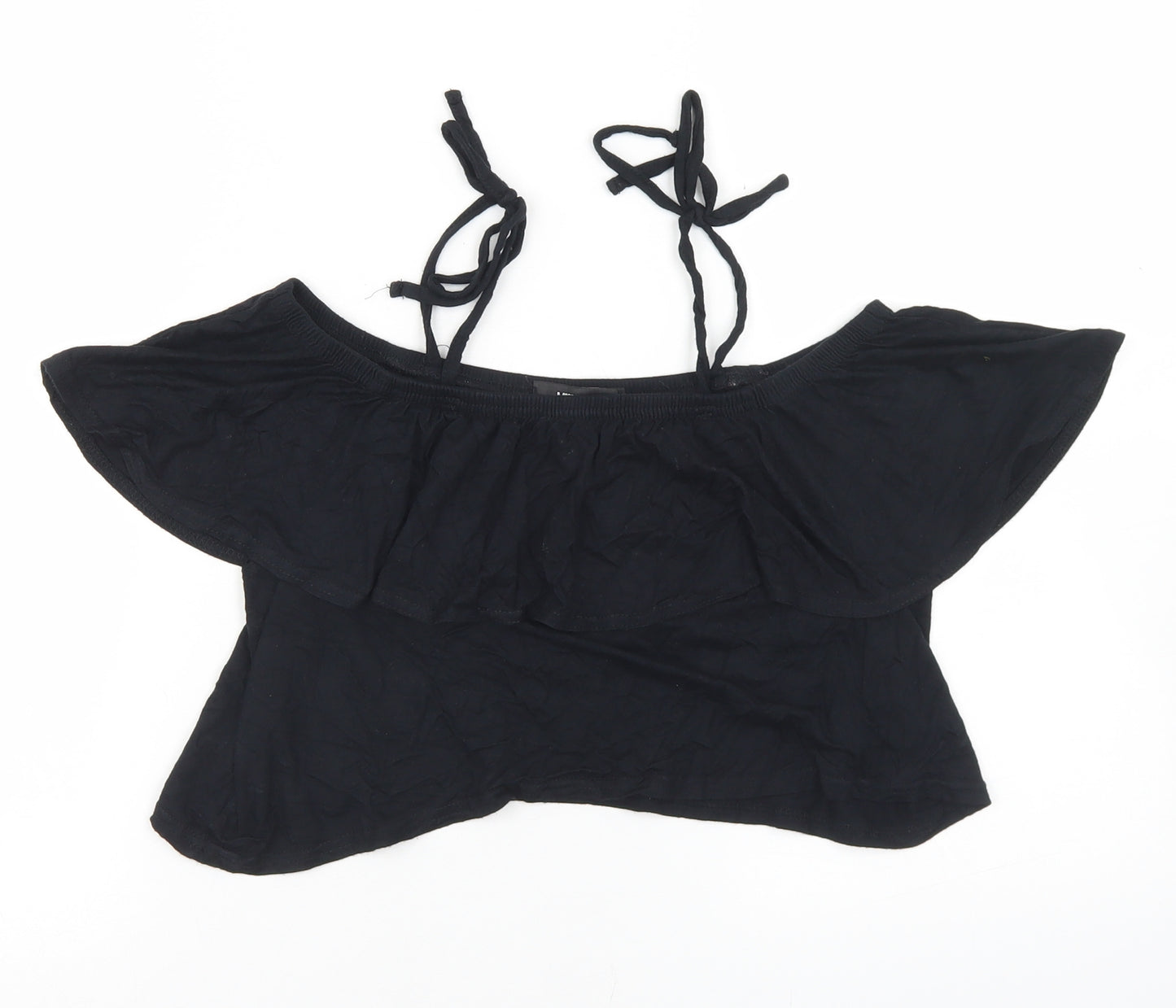 Missguided Womens Black  Viscose Cropped Tank Size 10 Off the Shoulder - Off the Shoulder