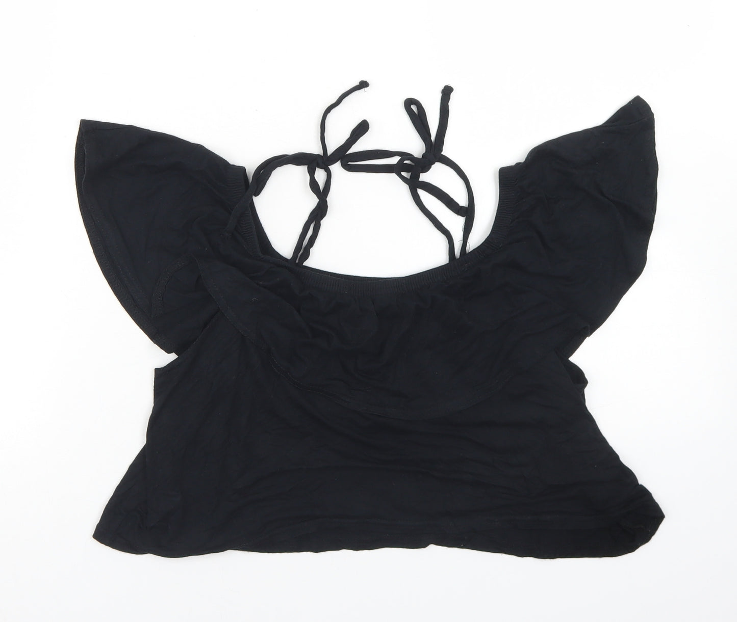 Missguided Womens Black  Viscose Cropped Tank Size 10 Off the Shoulder - Off the Shoulder