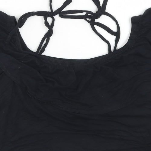 Missguided Womens Black  Viscose Cropped Tank Size 10 Off the Shoulder - Off the Shoulder