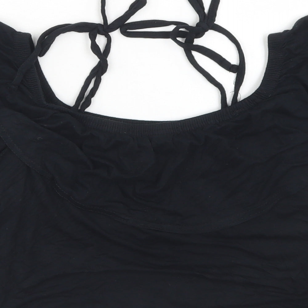 Missguided Womens Black  Viscose Cropped Tank Size 10 Off the Shoulder - Off the Shoulder