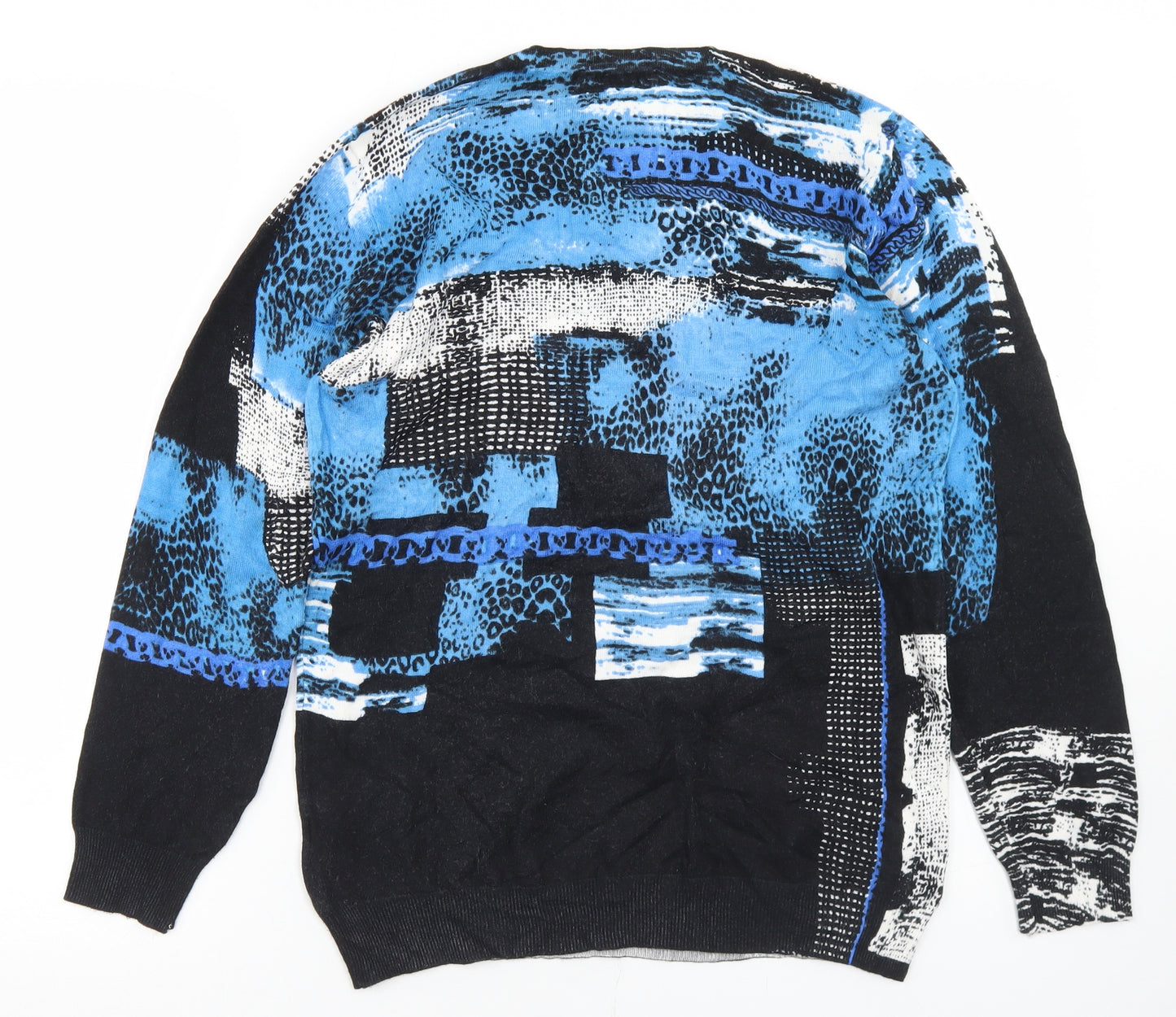 Gerard Womens Blue Crew Neck Geometric Viscose Pullover Jumper Size M