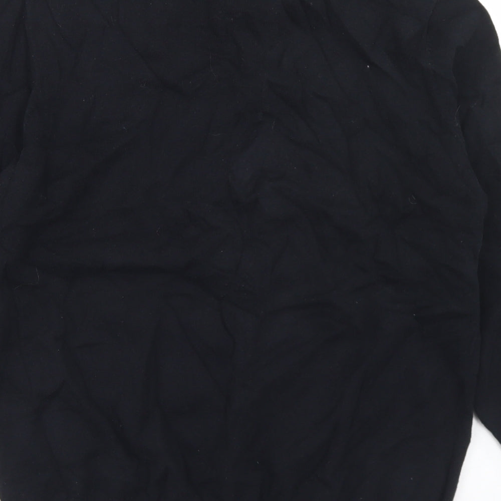 Savida Womens Black Crew Neck  Cotton Pullover Jumper Size L   - Velour Collar