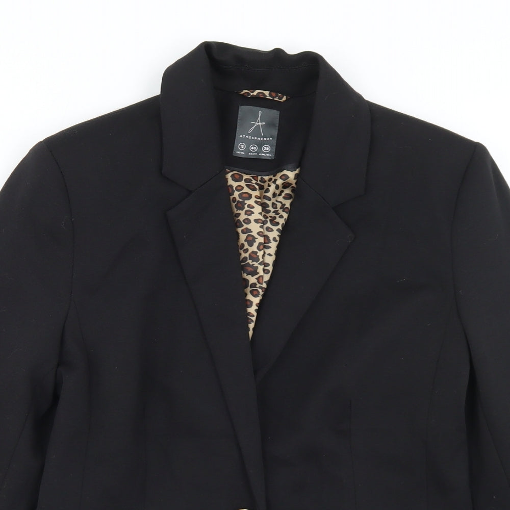 Atmosphere Womens Black  Polyester Jacket Blazer Size 12