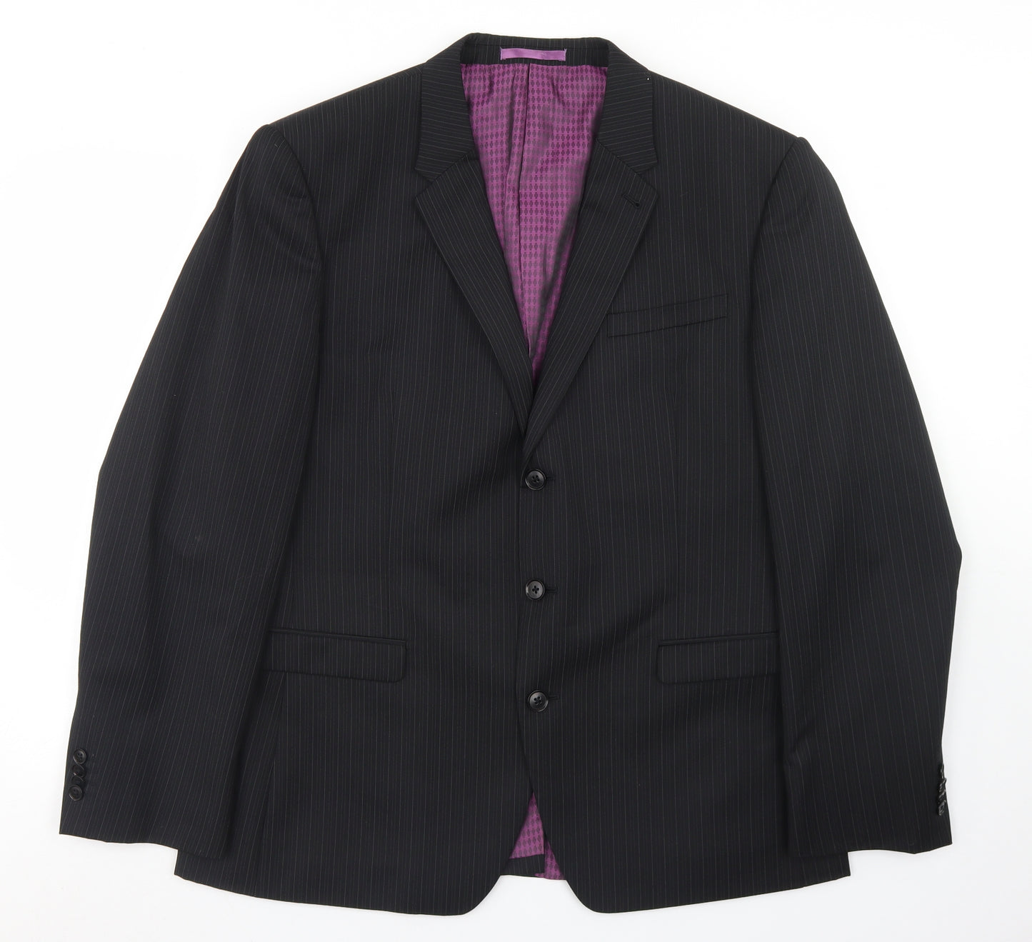 NEXT Mens Black Striped Wool Jacket Blazer Size 44   - Tailored Fit