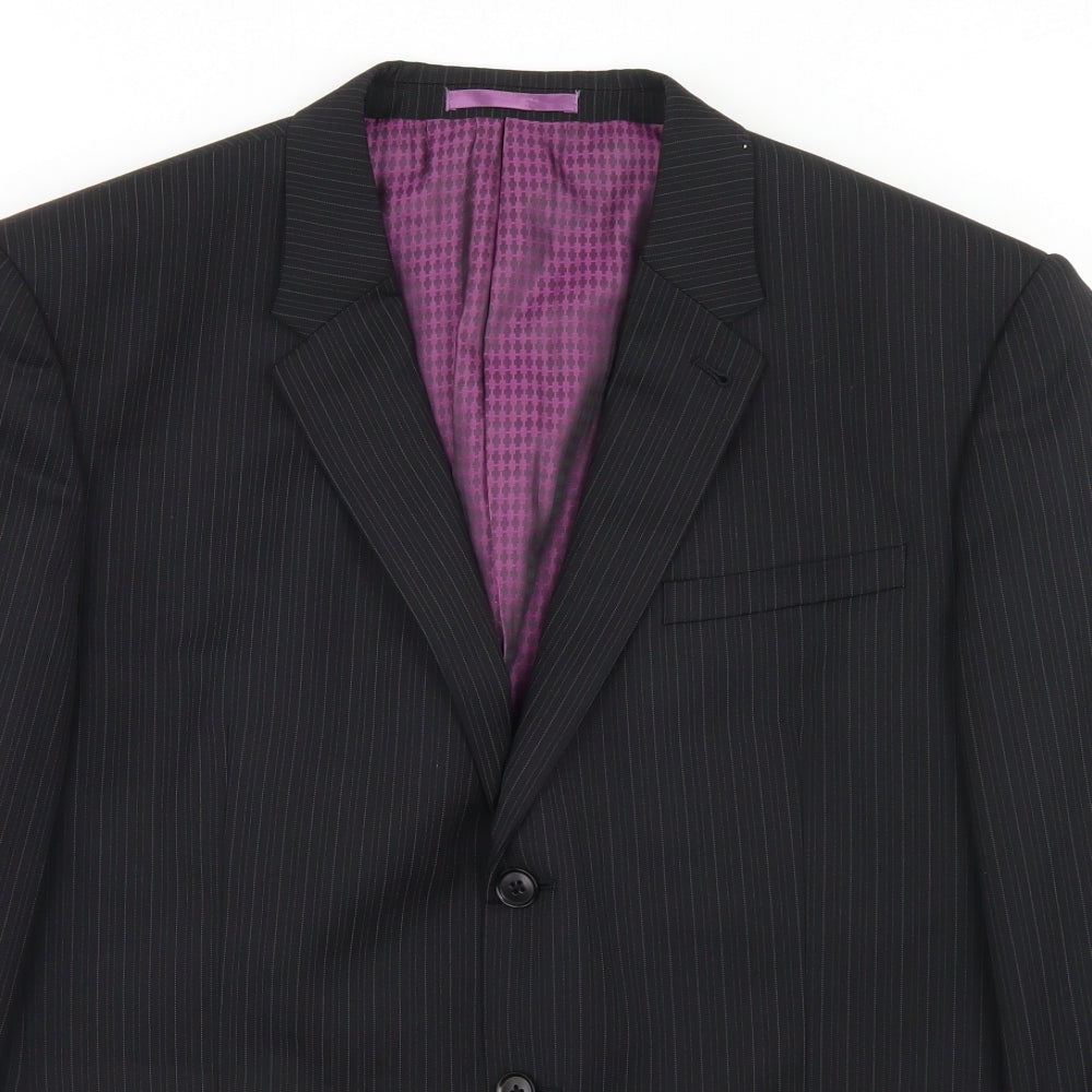 NEXT Mens Black Striped Wool Jacket Blazer Size 44   - Tailored Fit