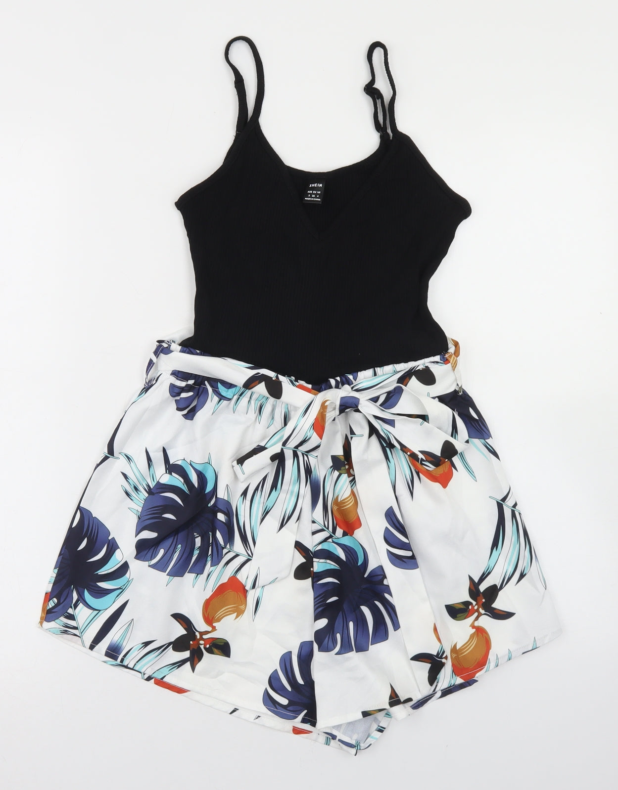 SheIn Womens Multicoloured Floral Polyester Playsuit One-Piece Size S