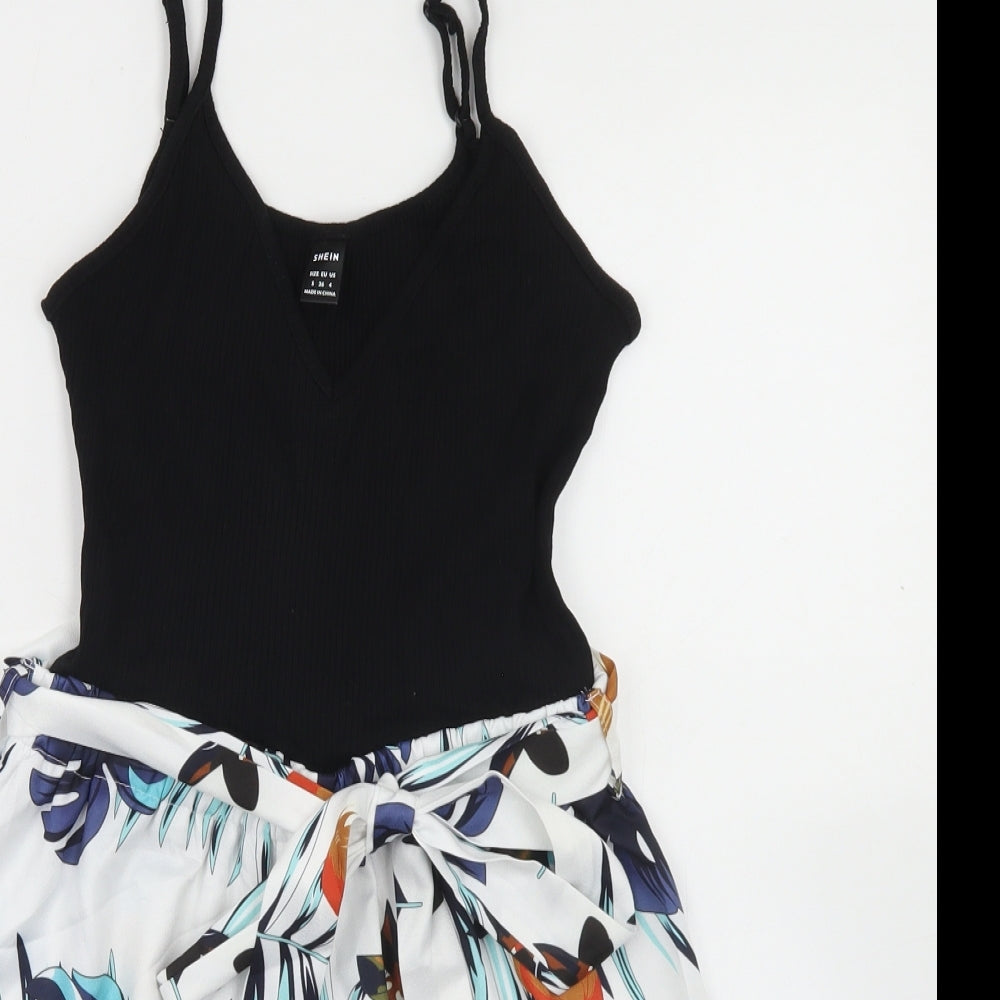 SheIn Womens Multicoloured Floral Polyester Playsuit One-Piece Size S