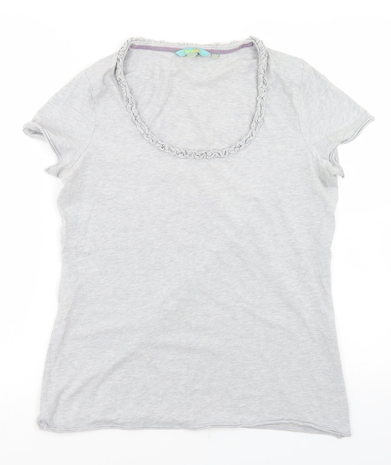 Boden Womens Grey  Polyester Basic T-Shirt Size 14 Scoop Neck