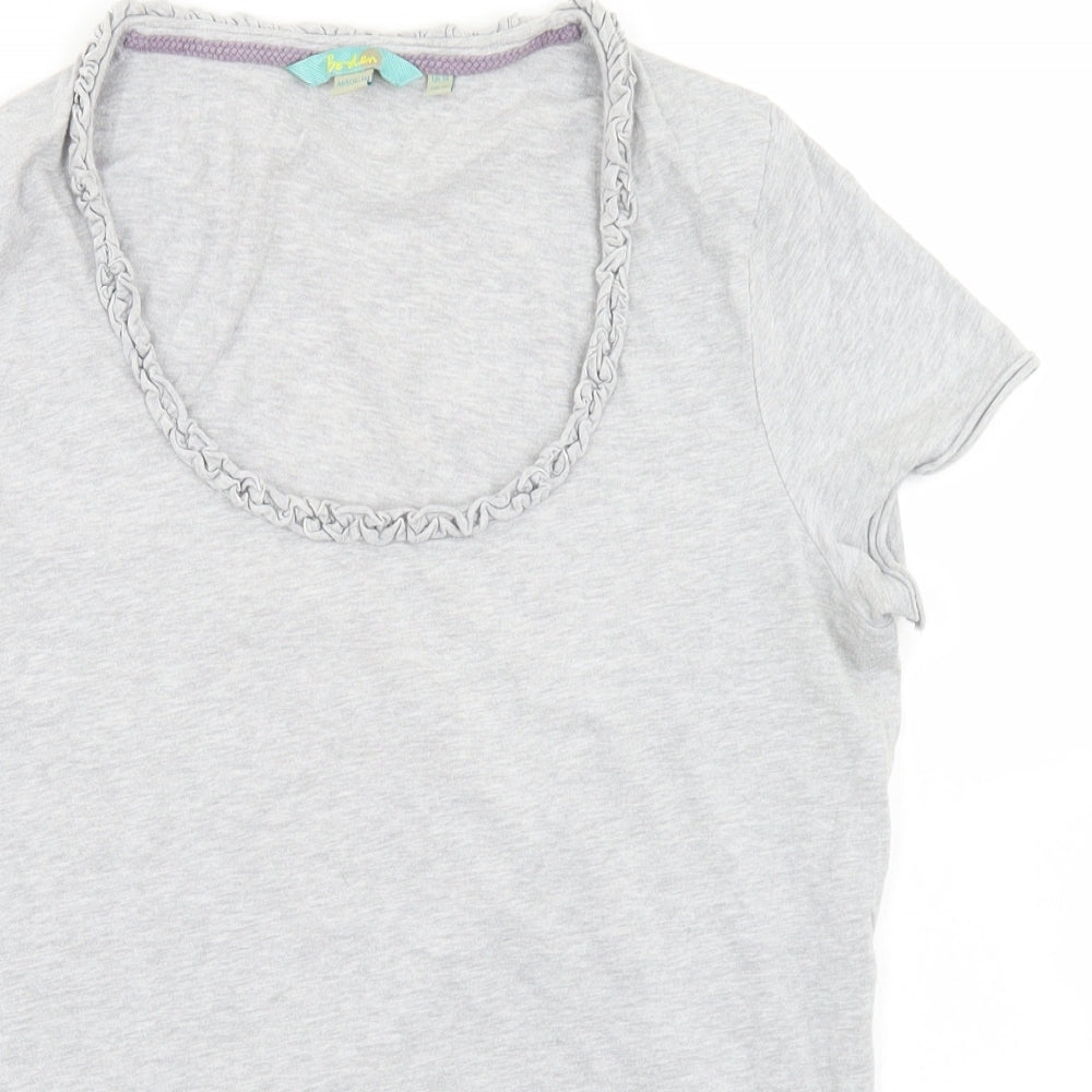 Boden Womens Grey  Polyester Basic T-Shirt Size 14 Scoop Neck