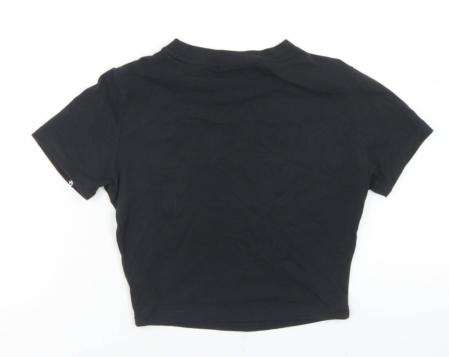 adidas Womens Black  Cotton Cropped T-Shirt Size 4 Crew Neck