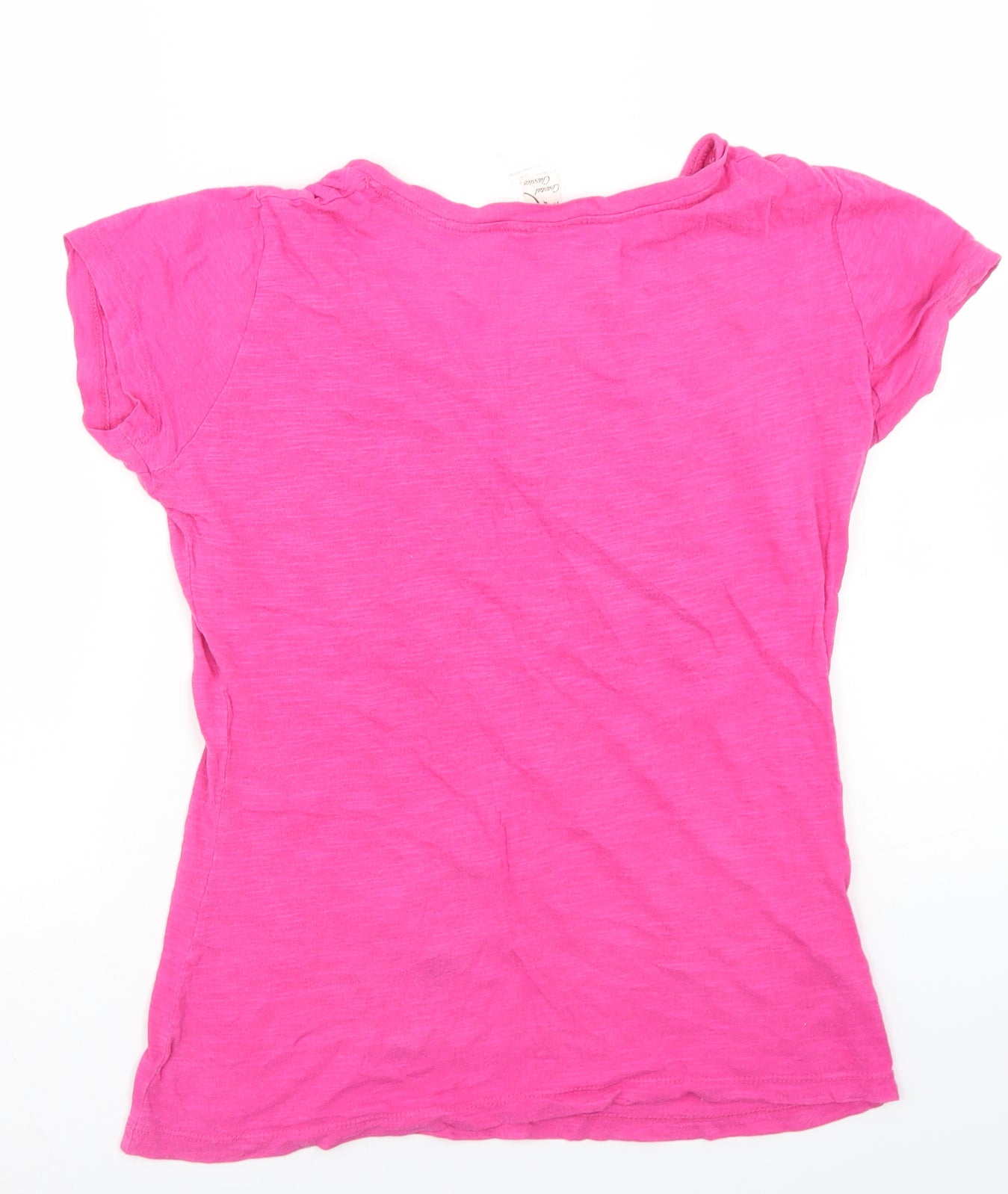 Coastal Classics Womens Pink  Cotton Basic T-Shirt Size L V-Neck - Palm Tree