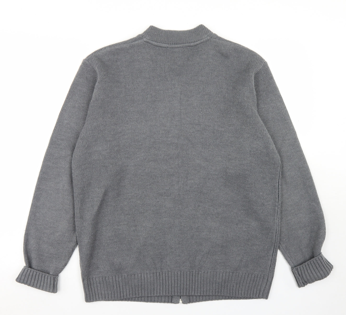 Premier Man Mens Grey Mock Neck Argyle/Diamond Acrylic Full Zip Jumper Size M