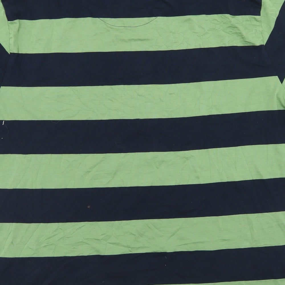 Jasper Conran Mens Blue Striped Cotton  T-Shirt Size XL Crew Neck