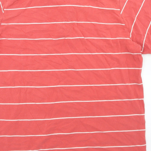 Xaye Co Mens Red Striped Polyester  Polo Size L Collared