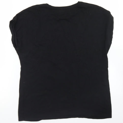 Papaya Womens Black  Cotton Basic T-Shirt Size M Crew Neck - Love You More