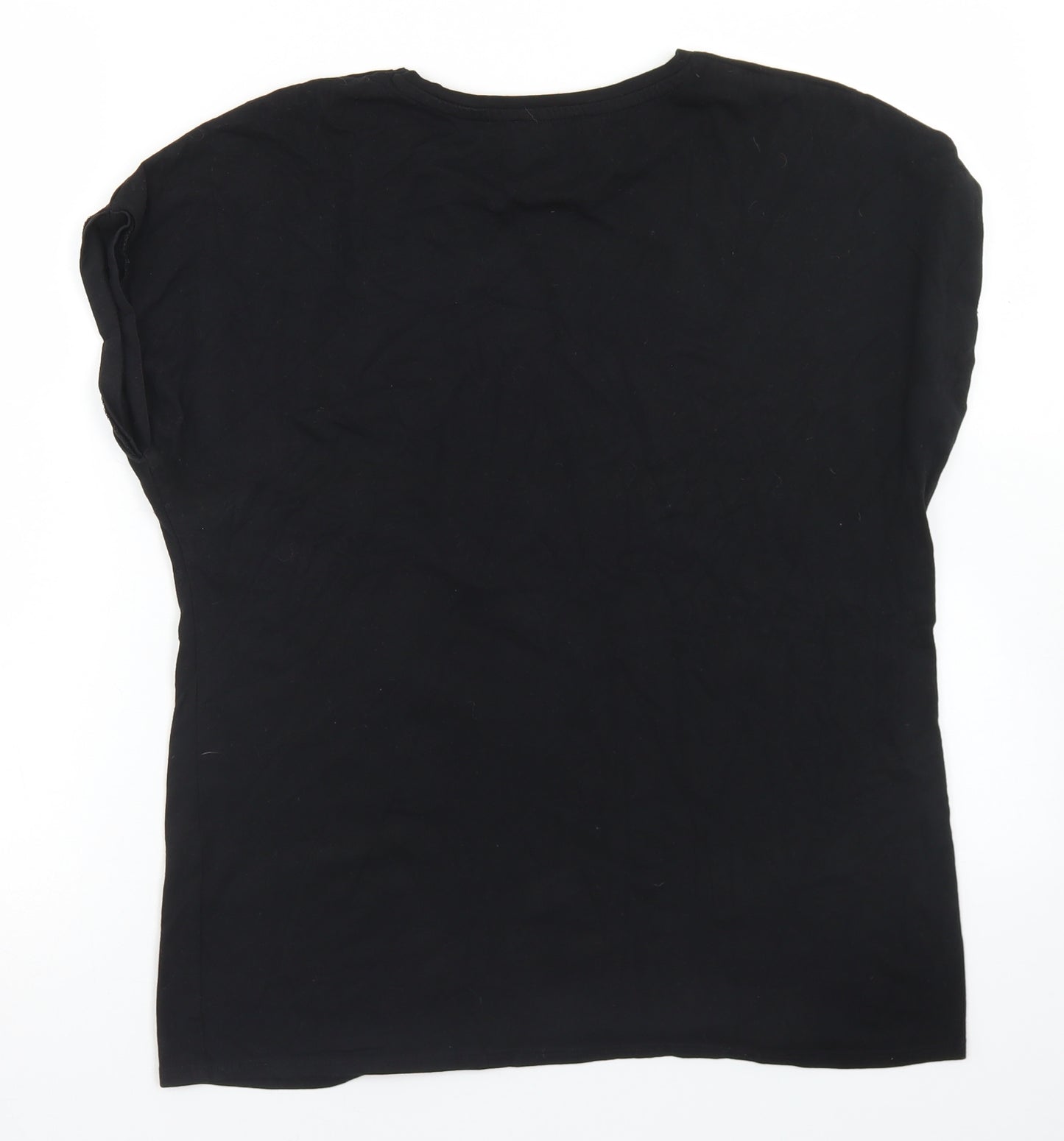 Papaya Womens Black  Cotton Basic T-Shirt Size M Crew Neck - Love You More