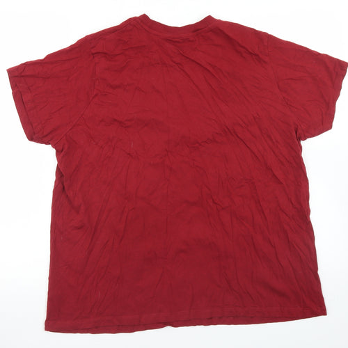 Primark Womens Red  Cotton Basic T-Shirt Size XL Crew Neck - Keep On Smiling