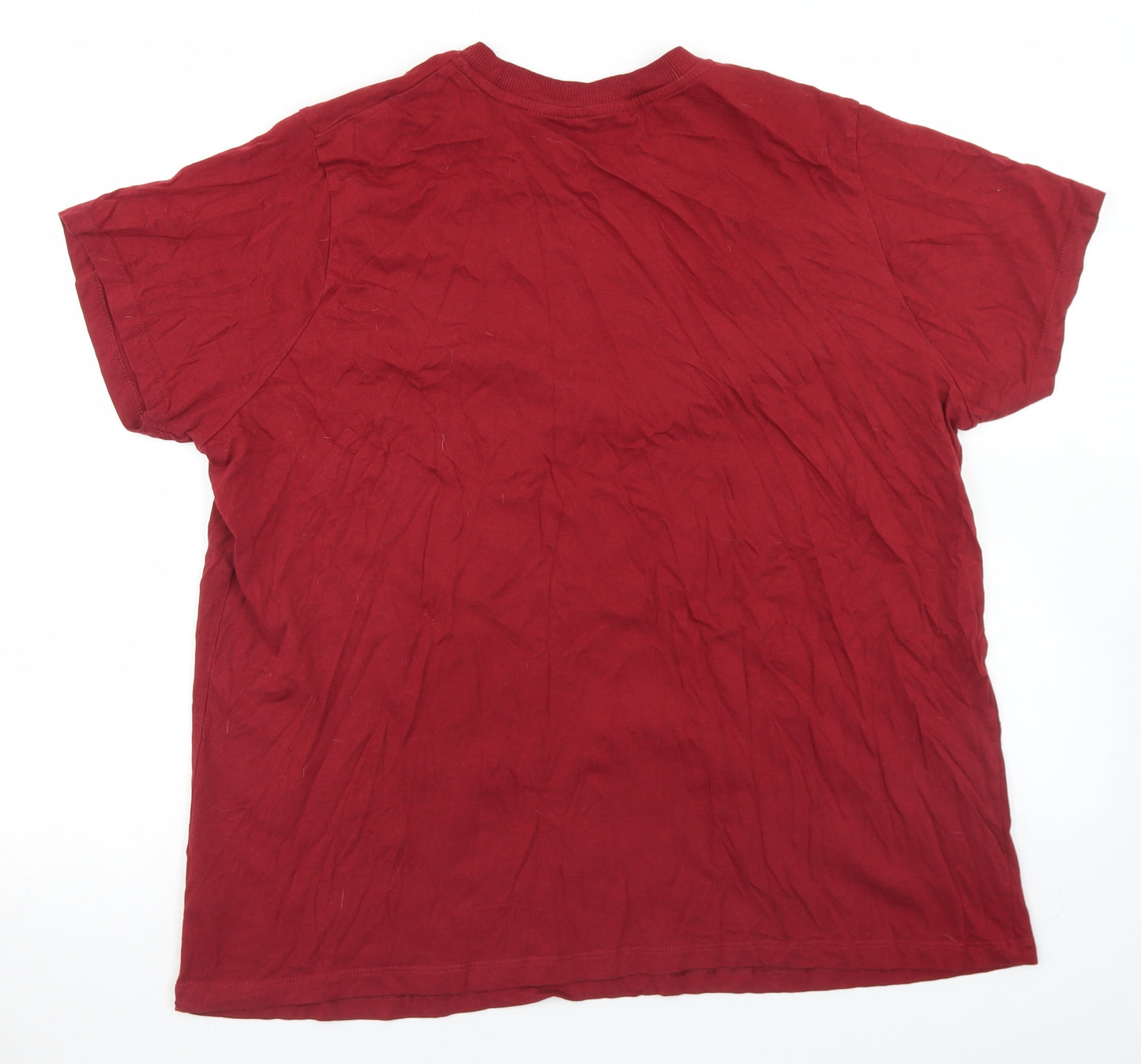 Primark Womens Red  Cotton Basic T-Shirt Size XL Crew Neck - Keep On Smiling