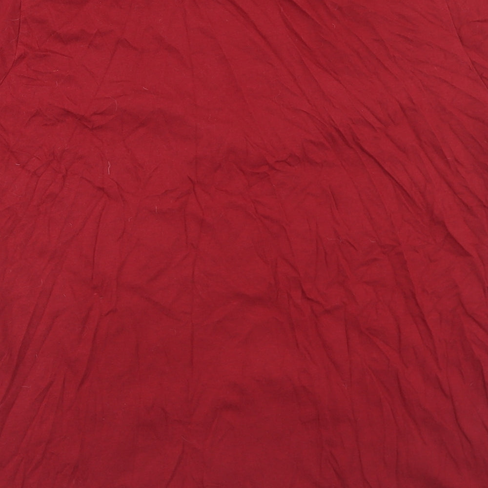 Primark Womens Red  Cotton Basic T-Shirt Size XL Crew Neck - Keep On Smiling